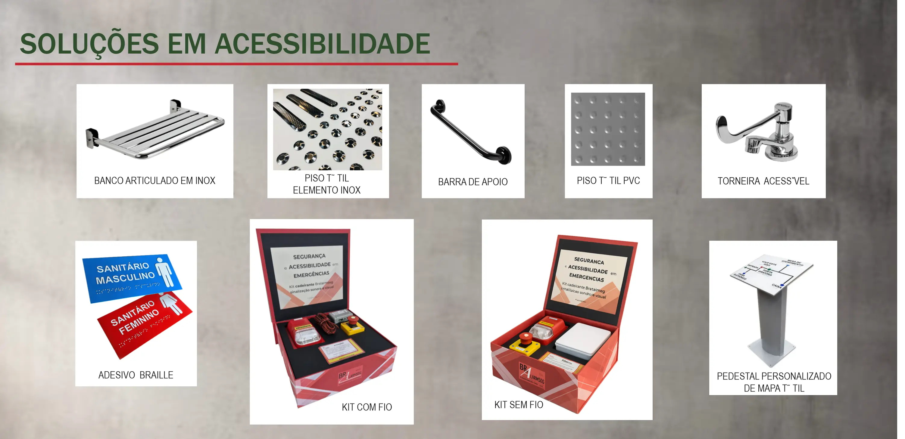 Imagem de kit de sergurança para acessibilidade.