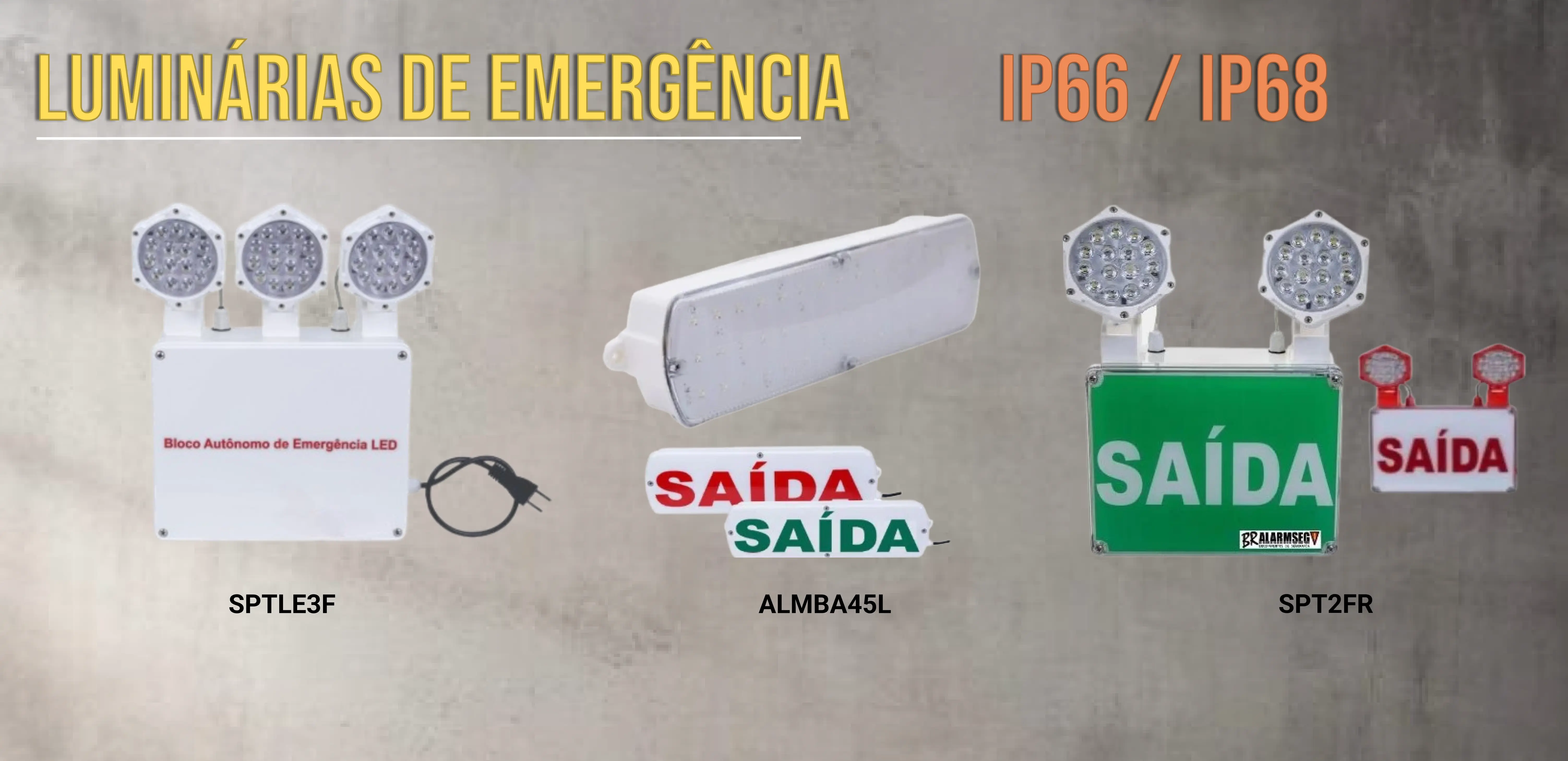 Imagem de luminarias de emergência industriais.